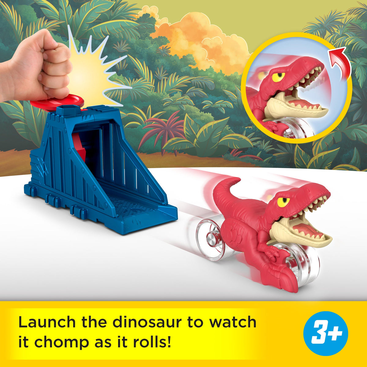 Imaginext Jurassic World Launcher Set With Chomping Toy Raptor & 2 Accessories