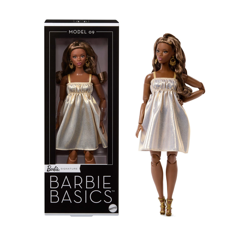 Barbie-Barbie Basics Modèle 09-Poupée Brune Avec Robe Dorée
