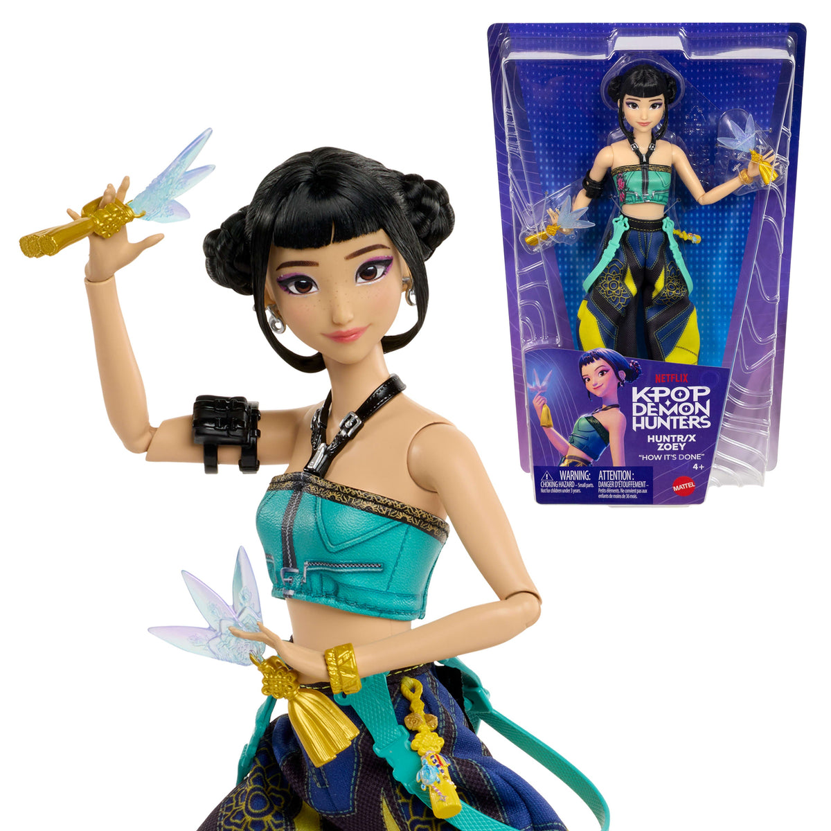 KPop Demon Hunters HUNTR/X Zoey Fashion Doll in Removable Look With Themed Movie Accessories