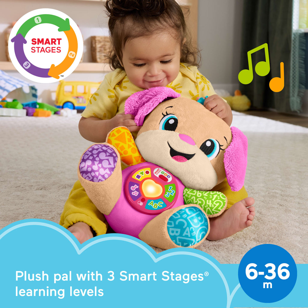 Fisher-Price Laugh & Learn Smart Stages Sis Pink Plush Baby Musical Learning Toy, Multilanguage Version