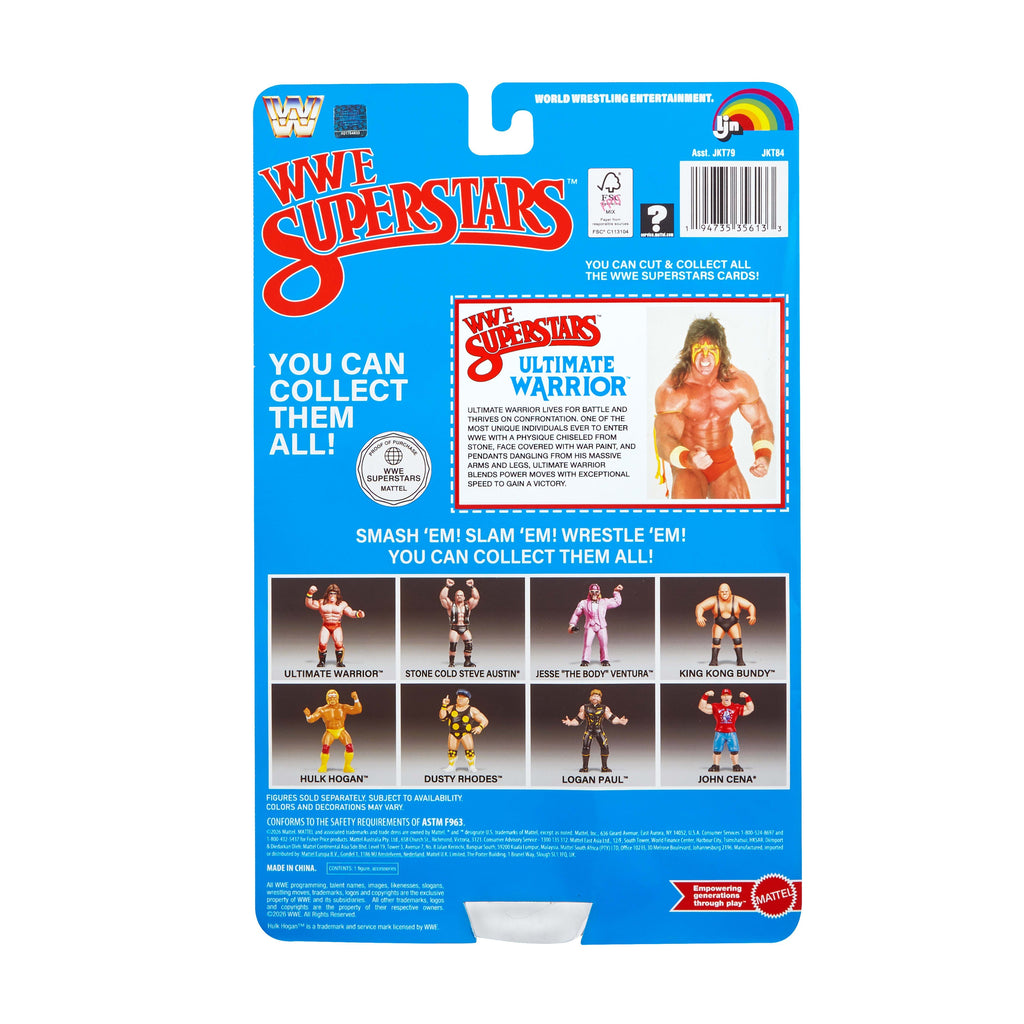 Ljn WWE Superstars Ultimate Warrior Action Figure, 1980s Retro 8-inch Collectible Toy