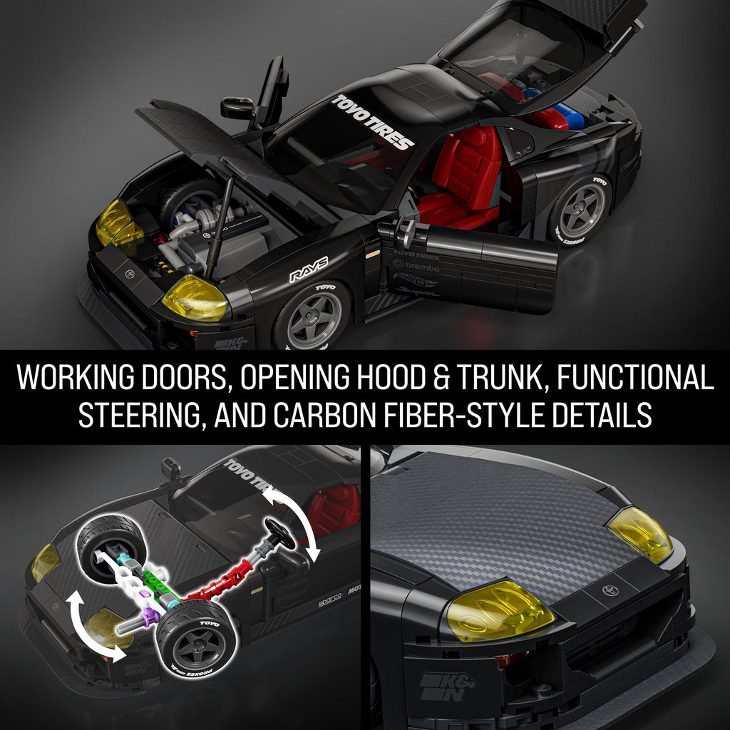 Mattel Brick Shop Hot Wheels ’94 Toyota Supra Mkiv Building Toy Kit (824 Pieces), For Collectors