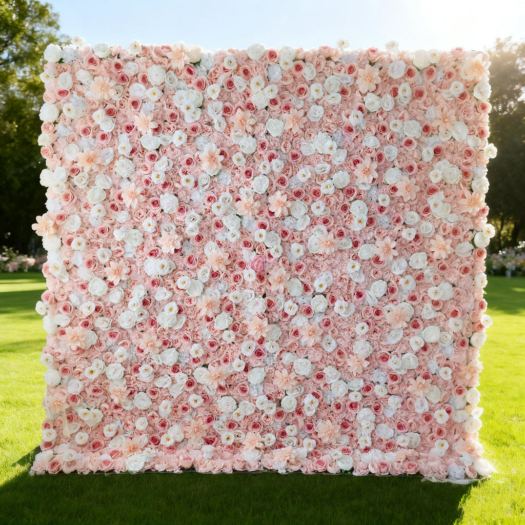 ValarFlowers Blush Pink & Soft White Floral Extravaganza Wall: A Dreamy. Romantic Masterpiece for Enchanting Celebrations-VF-553