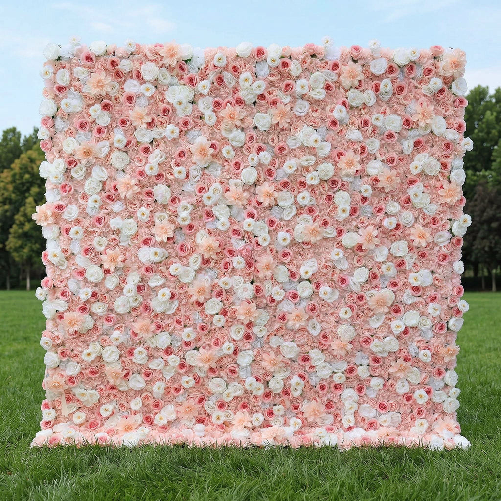 ValarFlowers Blush Pink & Soft White Floral Extravaganza Wall: A Dreamy. Romantic Masterpiece for Enchanting Celebrations-VF-553