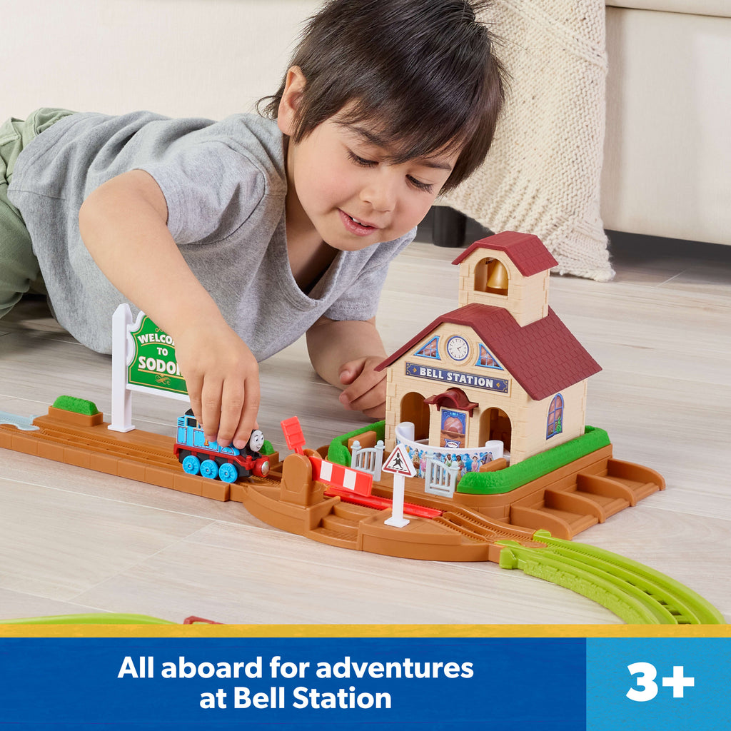 Thomas & Friends Bell Station Train Set By Fisher-Price With Push-Along Thomas Engine & Track