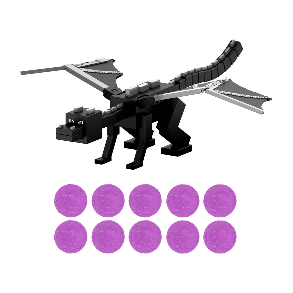 Minecraft Dragon's Breath Attack Ender Dragon Action Figure With 10 Discs, 20-inch Wingspan