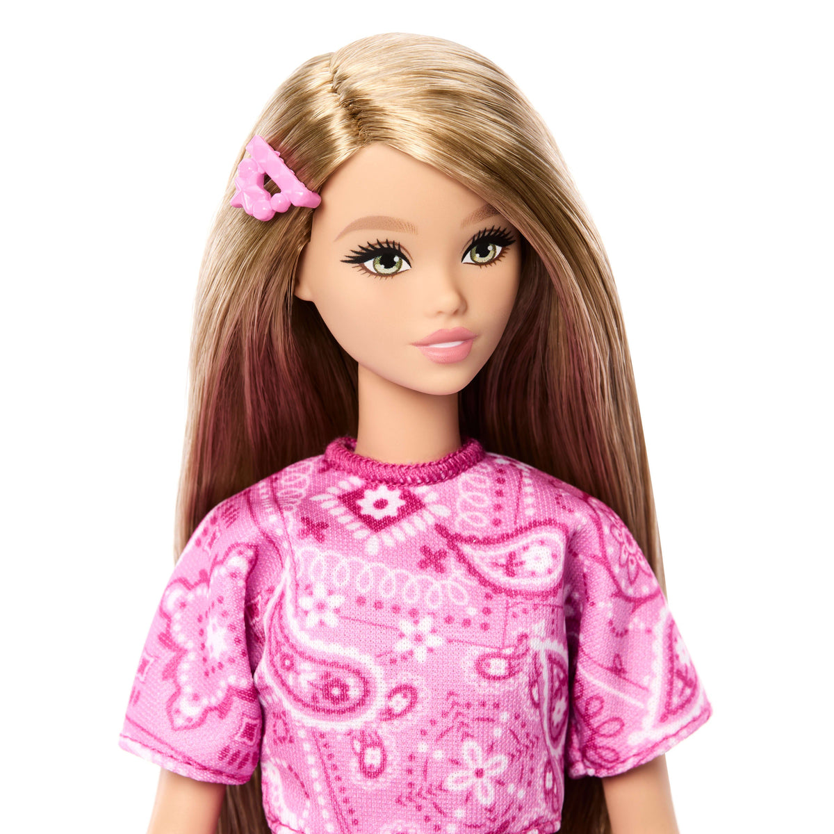 Barbie Fashionistas Style Doll #249 in Pink Paisley Skirt, Pink Paisley Top, Blonde Hair