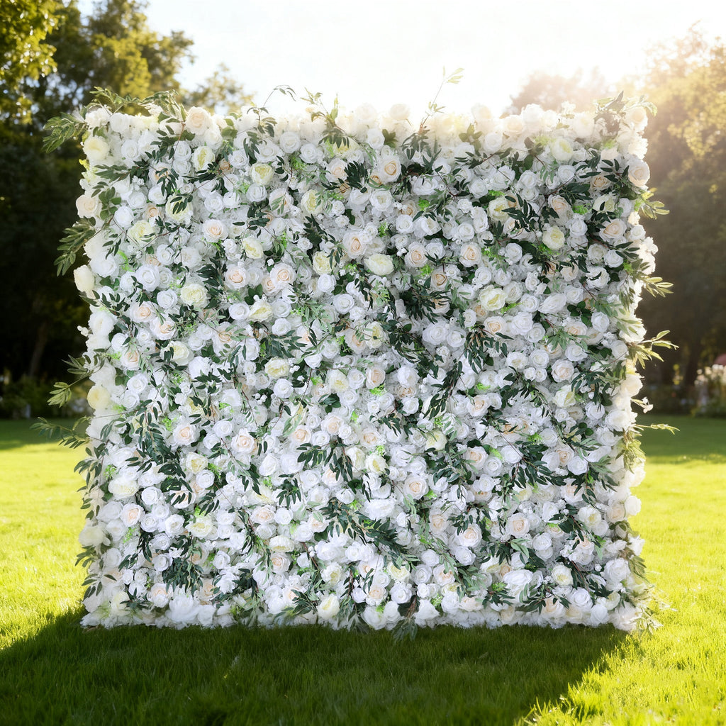 ValarFlowers Cream & Greenery Floral Extravaganza Wall: A Timeless. Elegant Masterpiece for Sophisticated Celebrations-VF-545