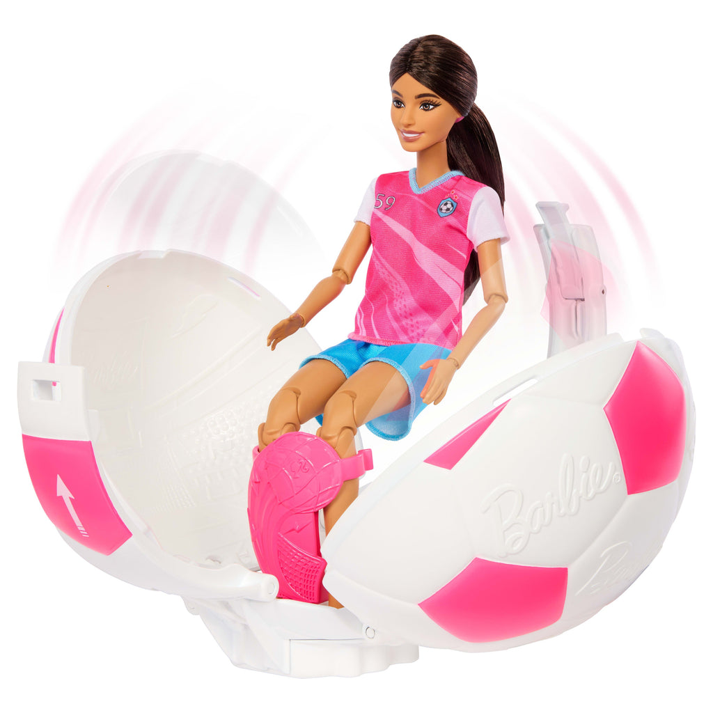 Barbie Team Barbie Roll And Reveal Soccer Player Doll And Accessories With Brunette Fashion Doll, 8 Surprises & Soccer Ball Encasement