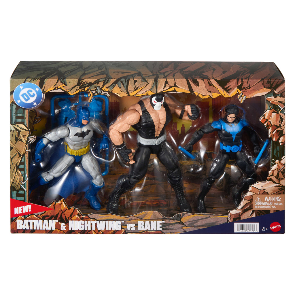 DC Premier Batman & Nightwing vs Bane Pack 6.5 Inch Scale Action Figures, Accessories