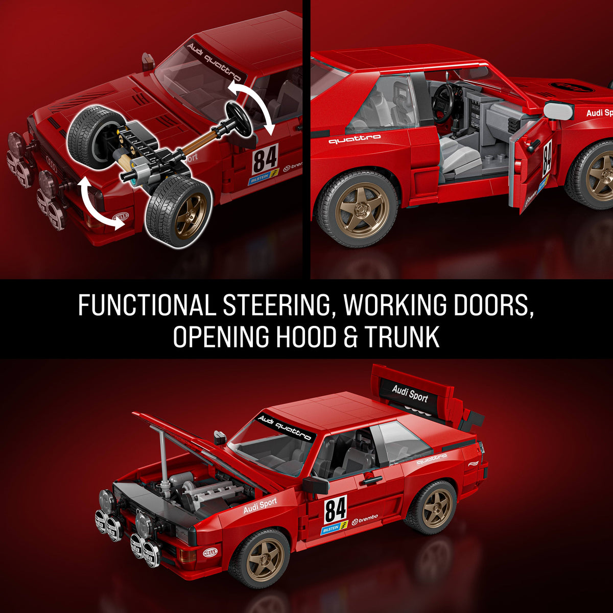 Mattel Brick Shop Hot Wheels ’84 Audi Sport Quattro Building Toy Kit (864 Pieces), For Collectors