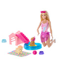 Barbie Puppy Pool Party Playset With Doll, Pool, Doghouse & Slide, 2 Pet Figures & 6 Accessories