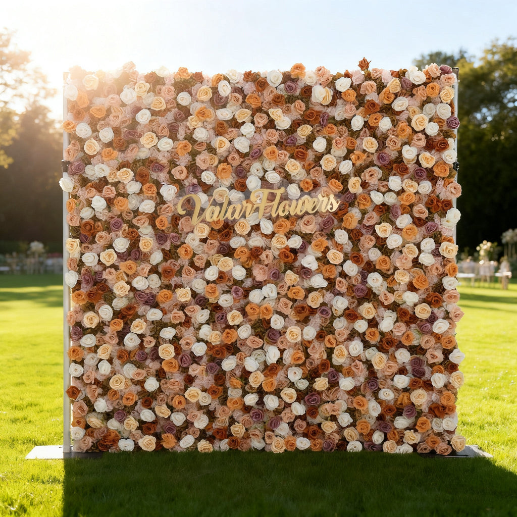 ValarFlowers 3D Autumn - Toned Floral Wall Backdrop: Warm & Luxurious Event Centerpiece-VF-580