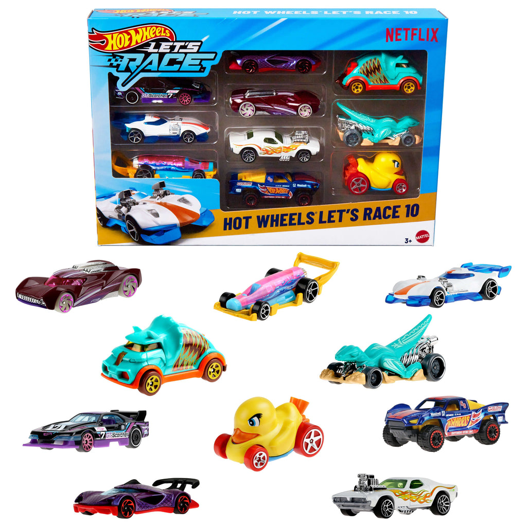 Hot Wheels Let's Race 10-Pack Of 1:64 Scale Toy Cars & Trucks From Netflix Show