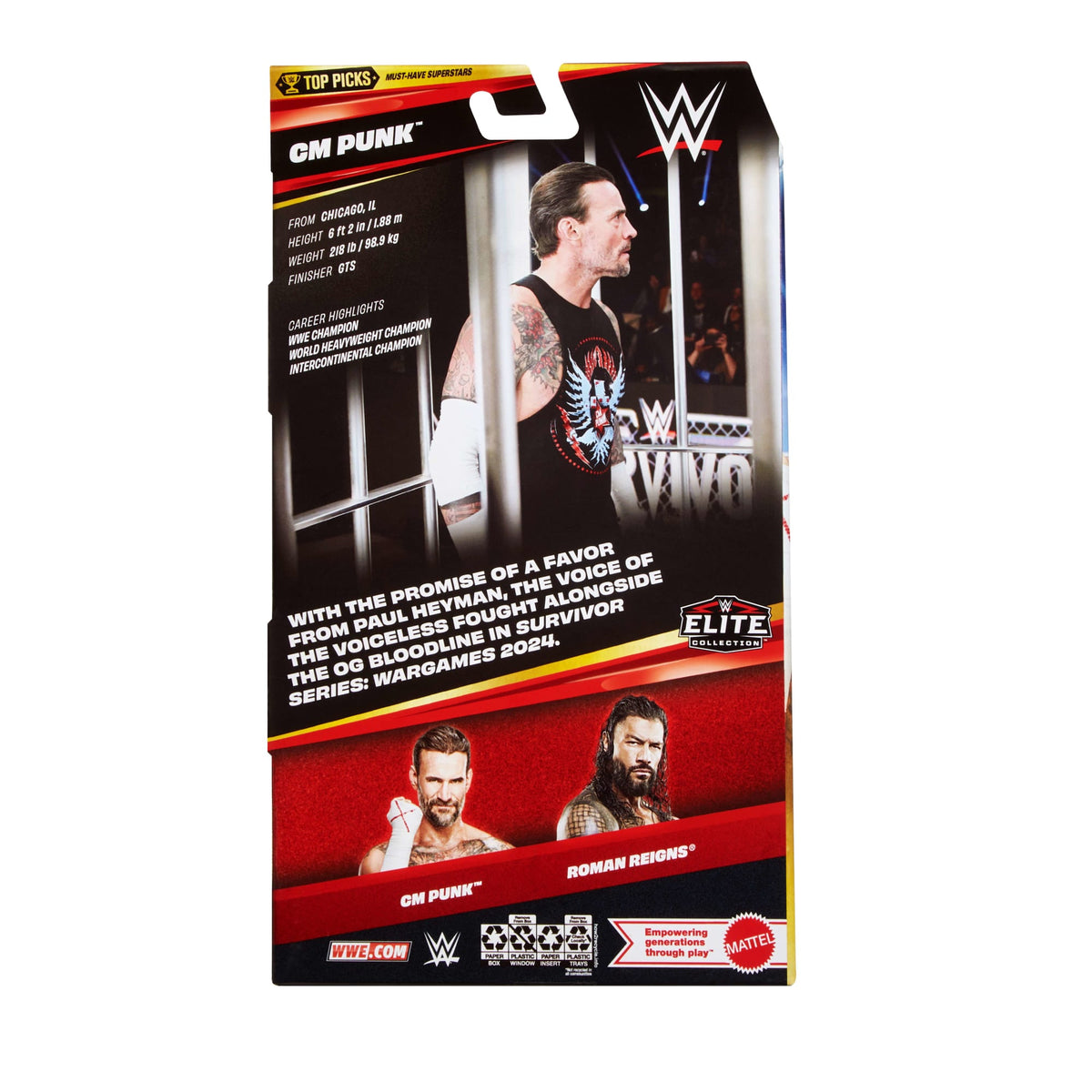 WWE Elite Collection Top Picks Cm Punk Action Figure & Accessories, 6-Inch Collectible Set