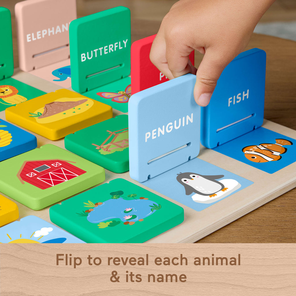 Fisher-Price Wooden Flip & Reveal Busy Activity Board, Learning Toy For Preschool Kids