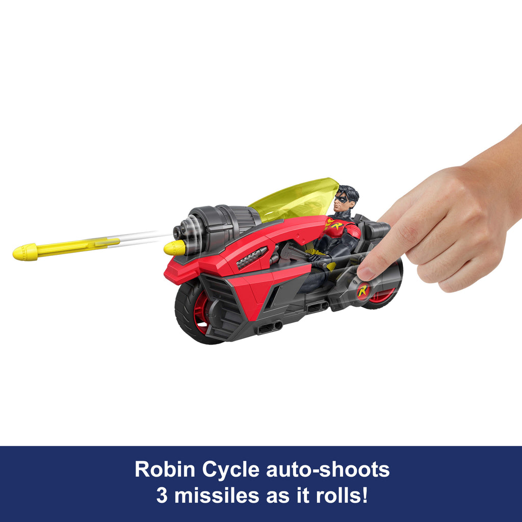 DC Premier 6.5 Inch Batlink Robin Figure & Motorcycle Vehicle With Projectile Launch