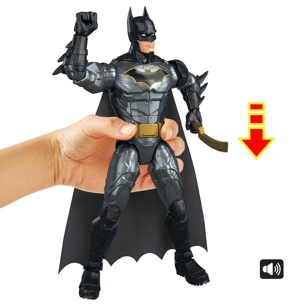 DC Crime Crusher Batman Action Figure, 25 Plus Phrases & Sounds, Articulation, 4 Weapons