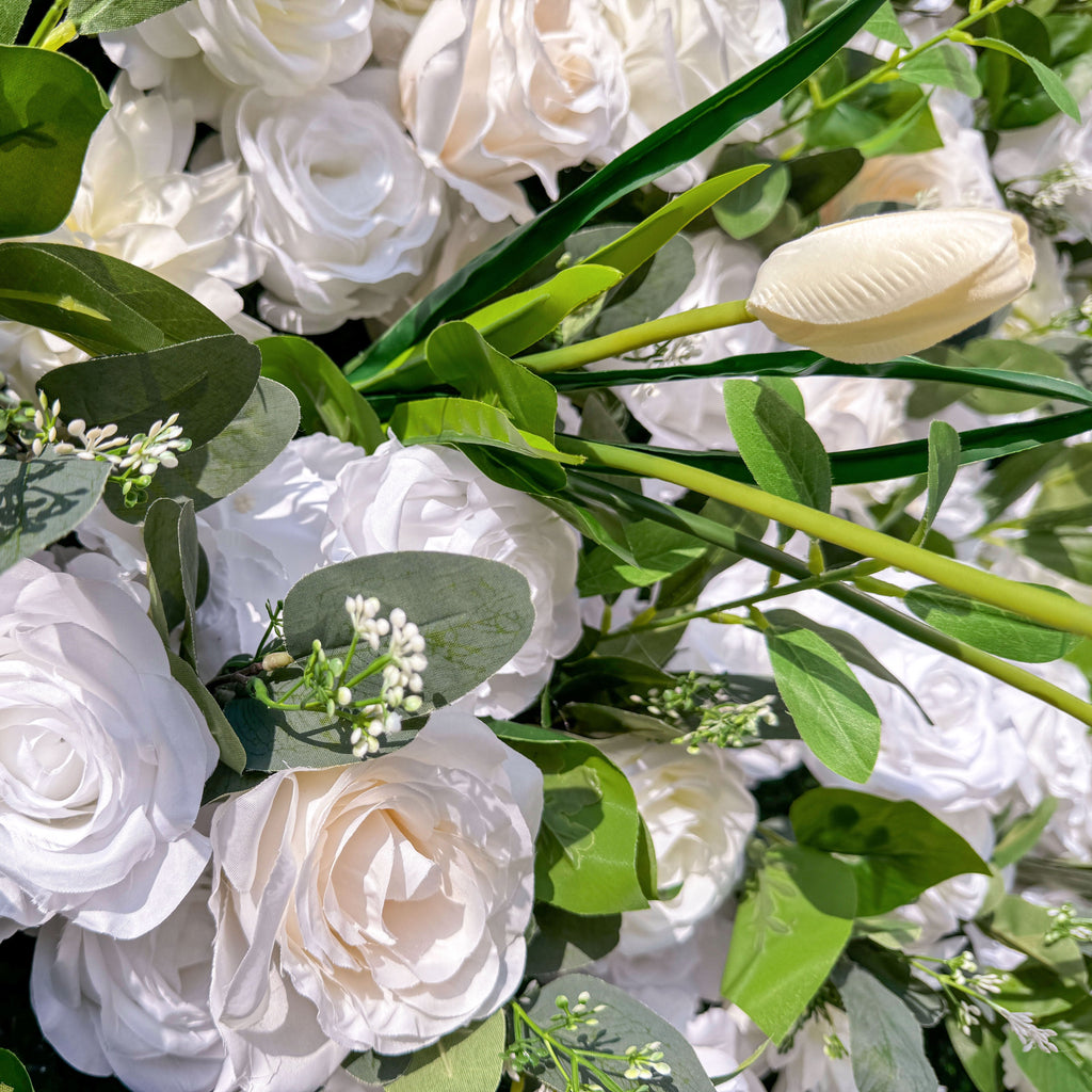 Exquisite White & Green Artificial Flower Wall - The Epitome of Elegance for Wedding and Event Decor-VF-803