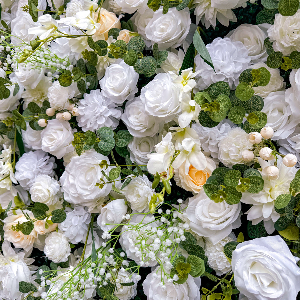 Exquisite All - White Artificial Flower Wall - The Epitome of Elegant and Romantic Style for Weddings and Events-VF-805