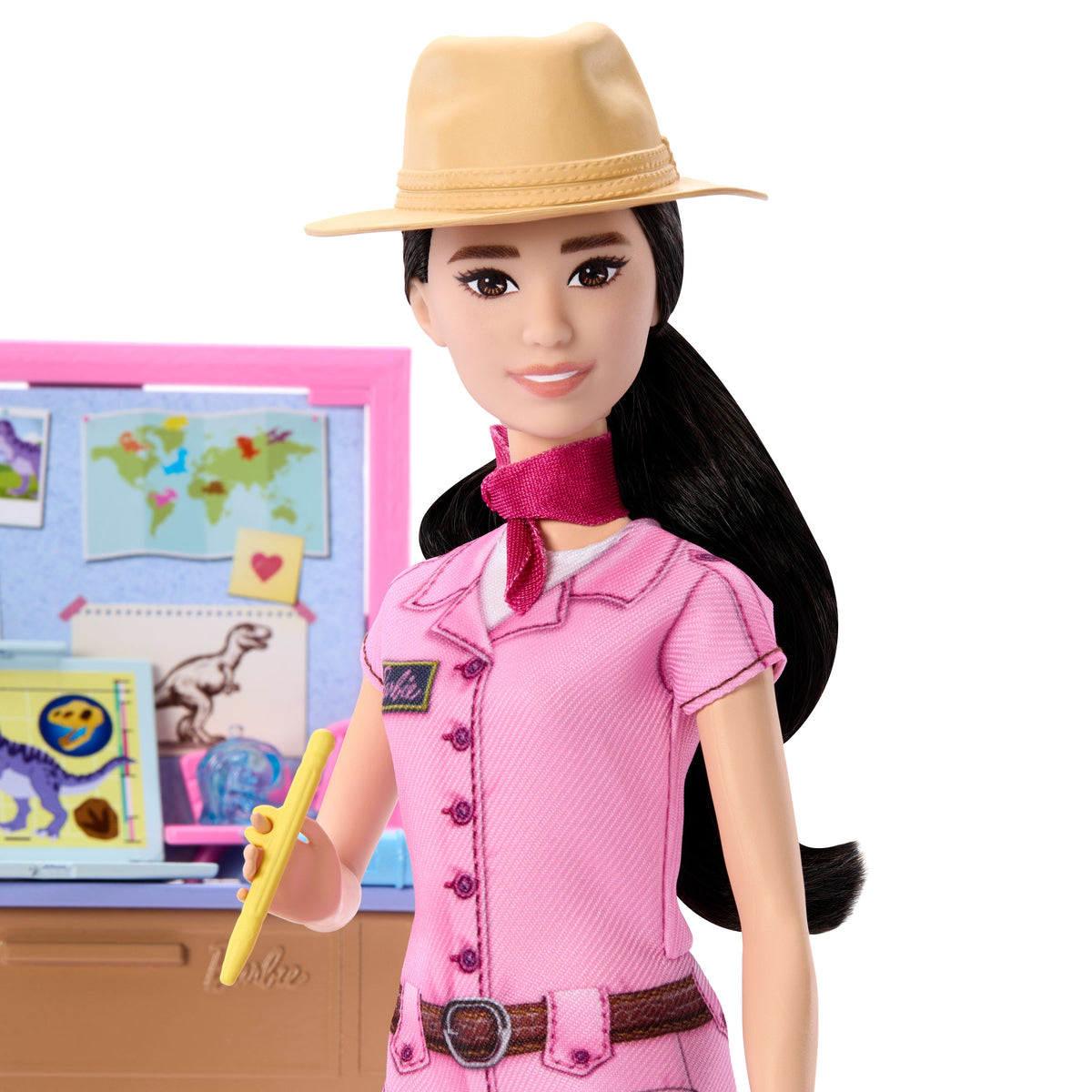 Barbie Careers Fashion Doll, Stem Paleontologist With Baby Dino, Themed Outfit, Dough & Sand Playset