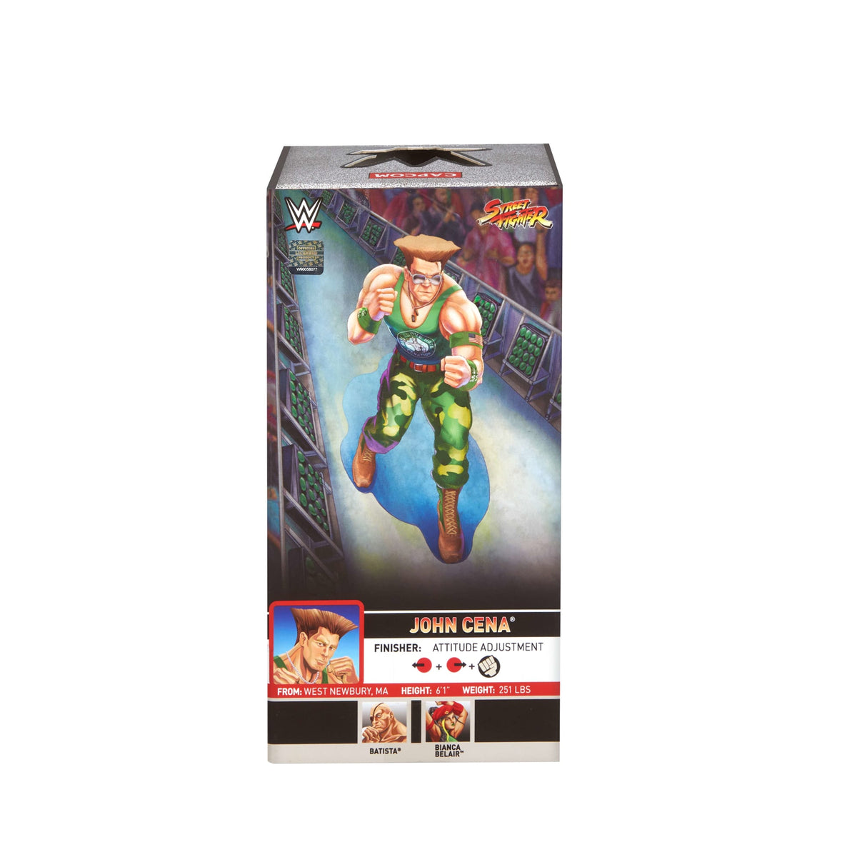 WWE X Street Fighter John Cena Action Figure & Accessories, 6-Inch Collectible Guile Mashup Set