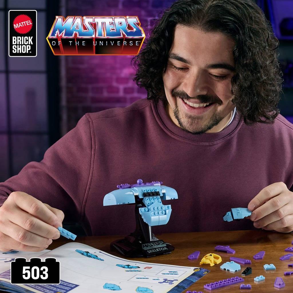Mattel Brick Shop Masters Of The Universe Skeletor Bust Collector Building Set (503 Pieces) For Collectors