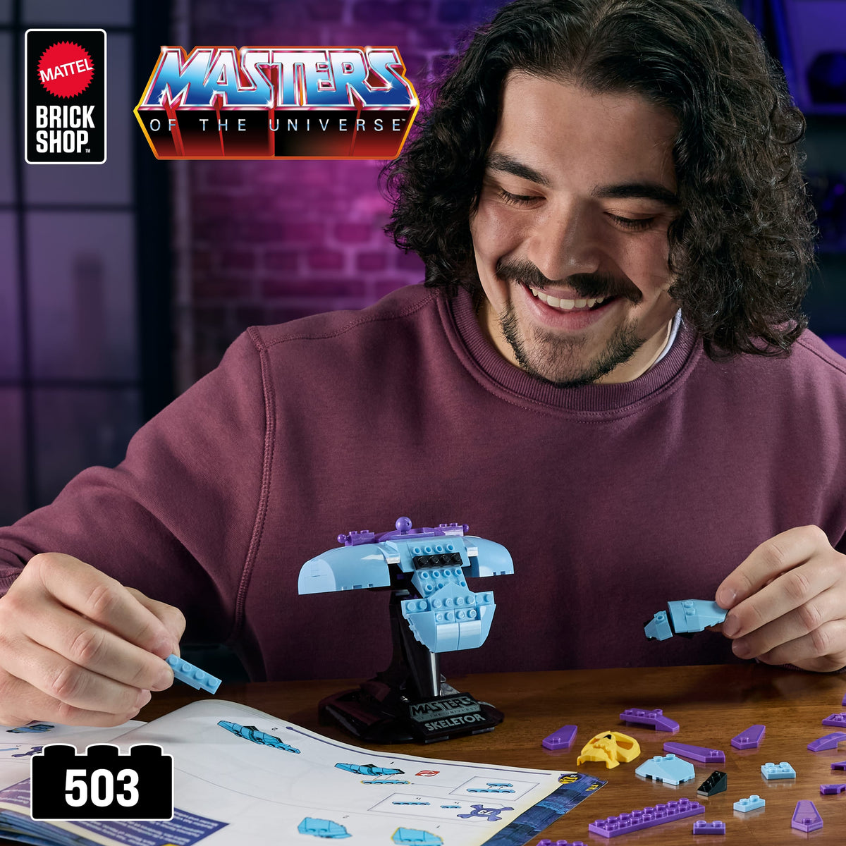 Mattel Brick Shop Masters Of The Universe Skeletor Bust Collector Building Set (503 Pieces) For Collectors