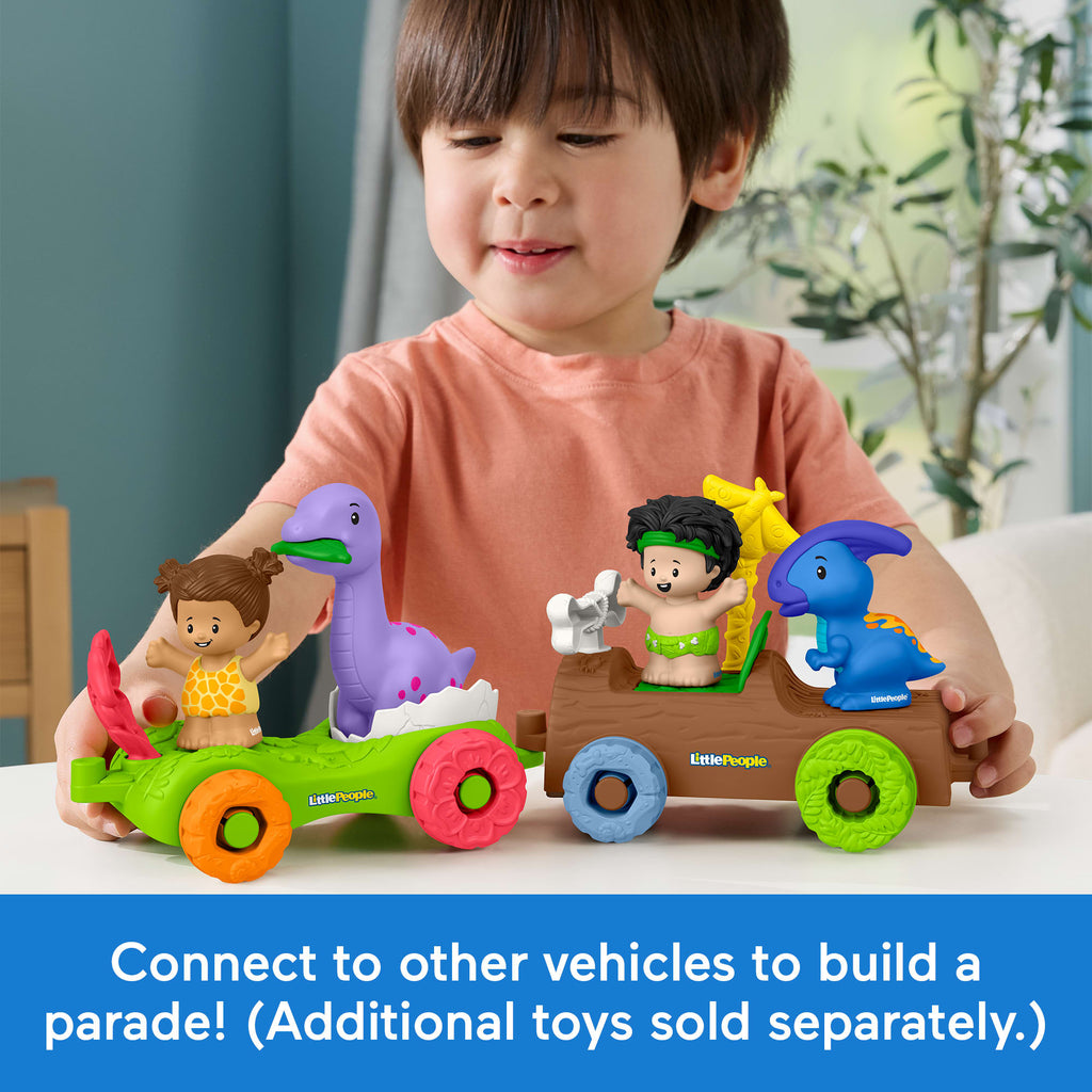 Fisher-Price Little People Dinosaur Parade Egg Car & Figure Set Toddler Toy, 3 Pieces