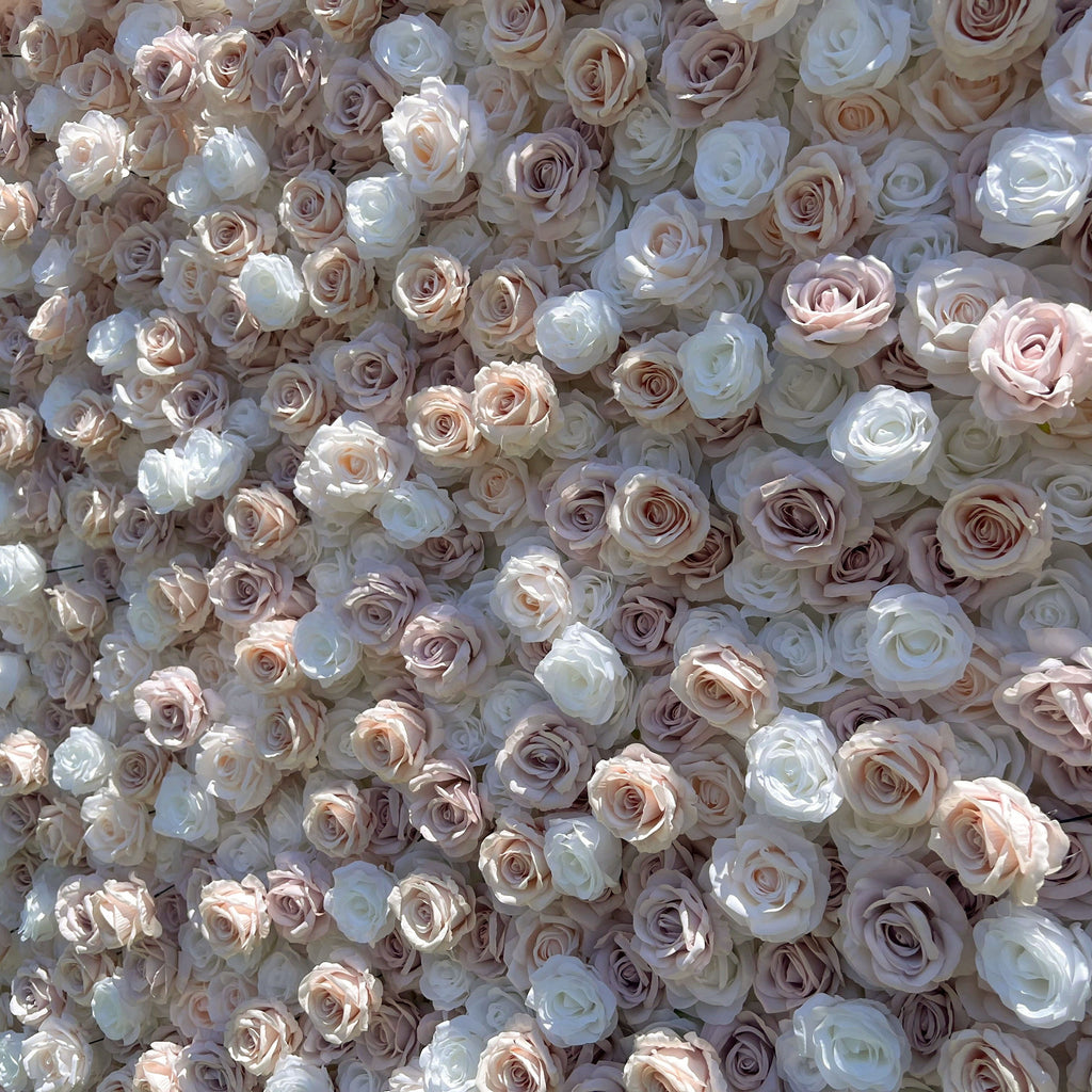 Elegant White & Light Pink Flower Wall Backdrop - Roll-Up Fabric Wall - Bridal Party Decor - Wedding Venues Celebration Floral Wall-VF-600