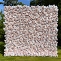 Elegant White & Light Pink Flower Wall Backdrop - Roll-Up Fabric Wall - Bridal Party Decor - Wedding Venues Celebration Floral Wall-VF-600