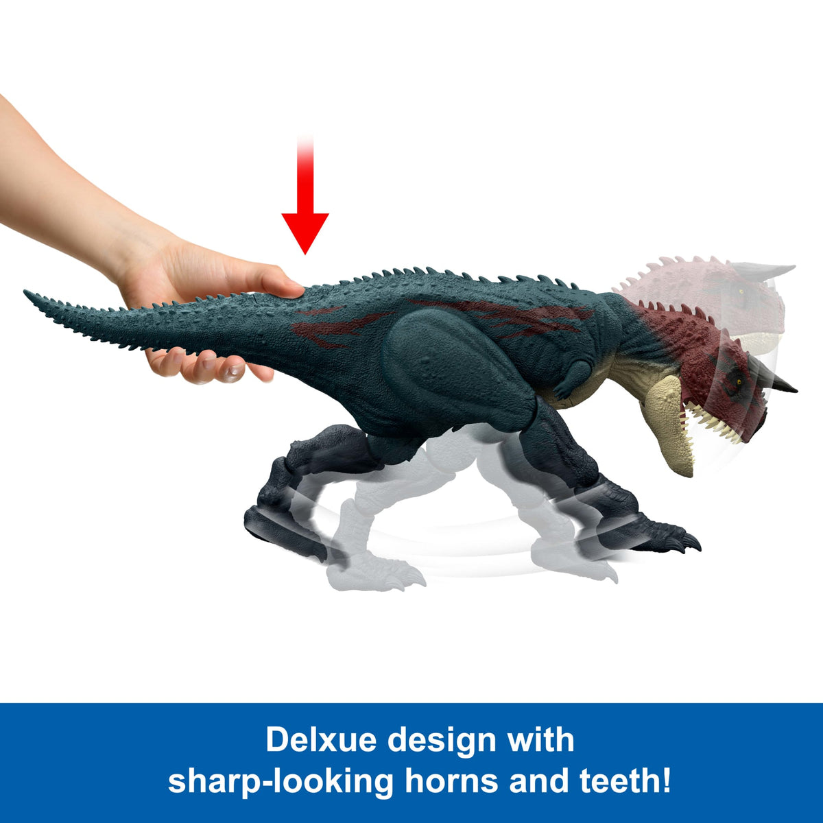 Jurassic World Charge N Chomp Carnotaurus Running Roaring Dinosaur Action Figure, Digital Play