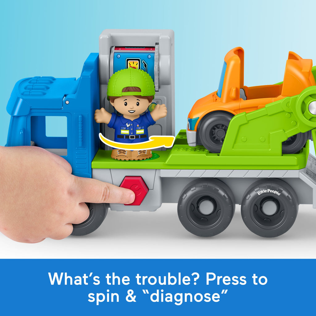 Fisher-Price Little People Load & Roll Hauler Car Carrier Toddler Playset, Vehicle & Figures