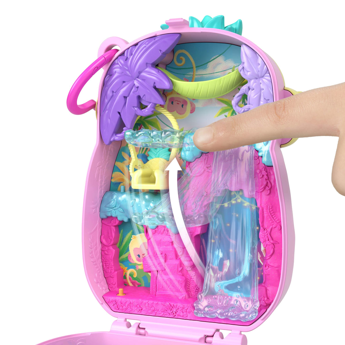 Polly Pocket Pineapple Monkey Compact Playset With 1 Micro Doll And Pet, Travel Toy With Fruit Accessories