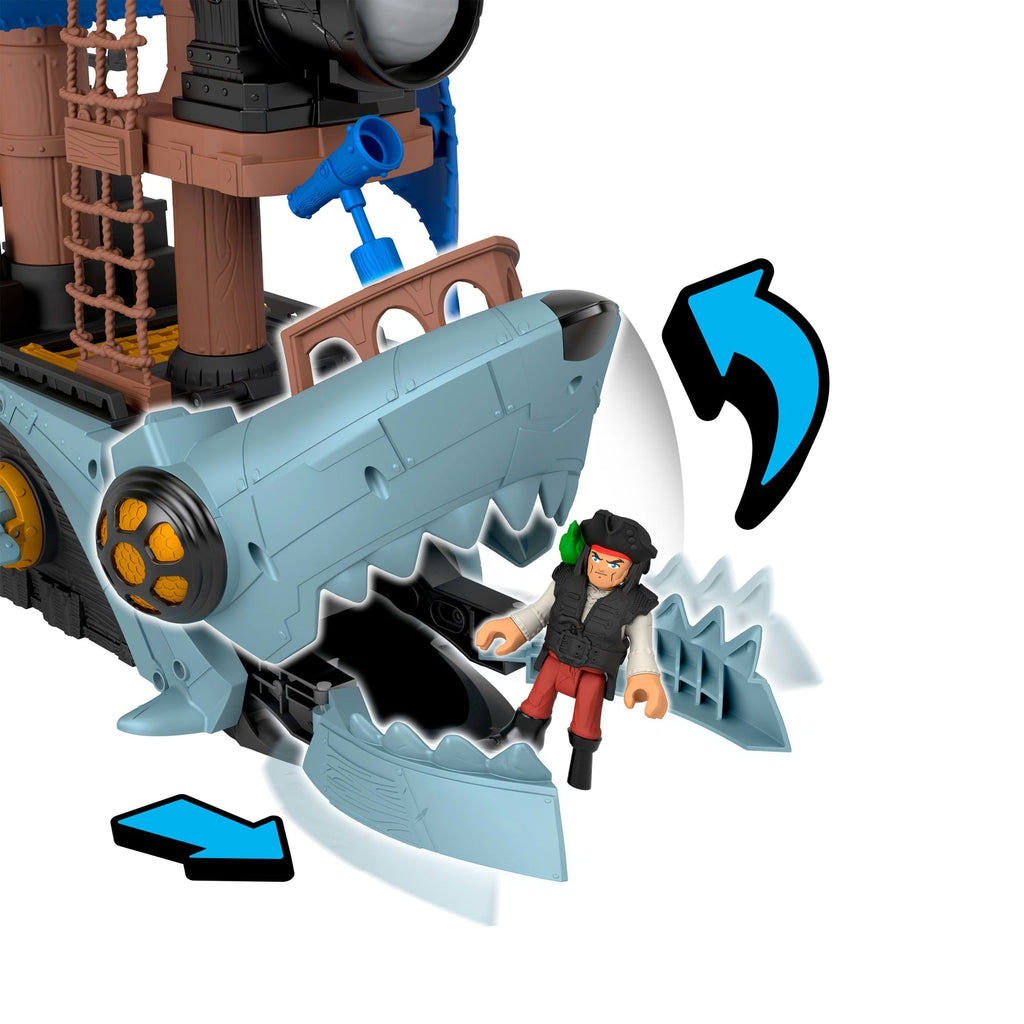 Imaginext Shark Bite Pirate Ship Playset With 2 Action Figures & Toy Ship And Accessories
