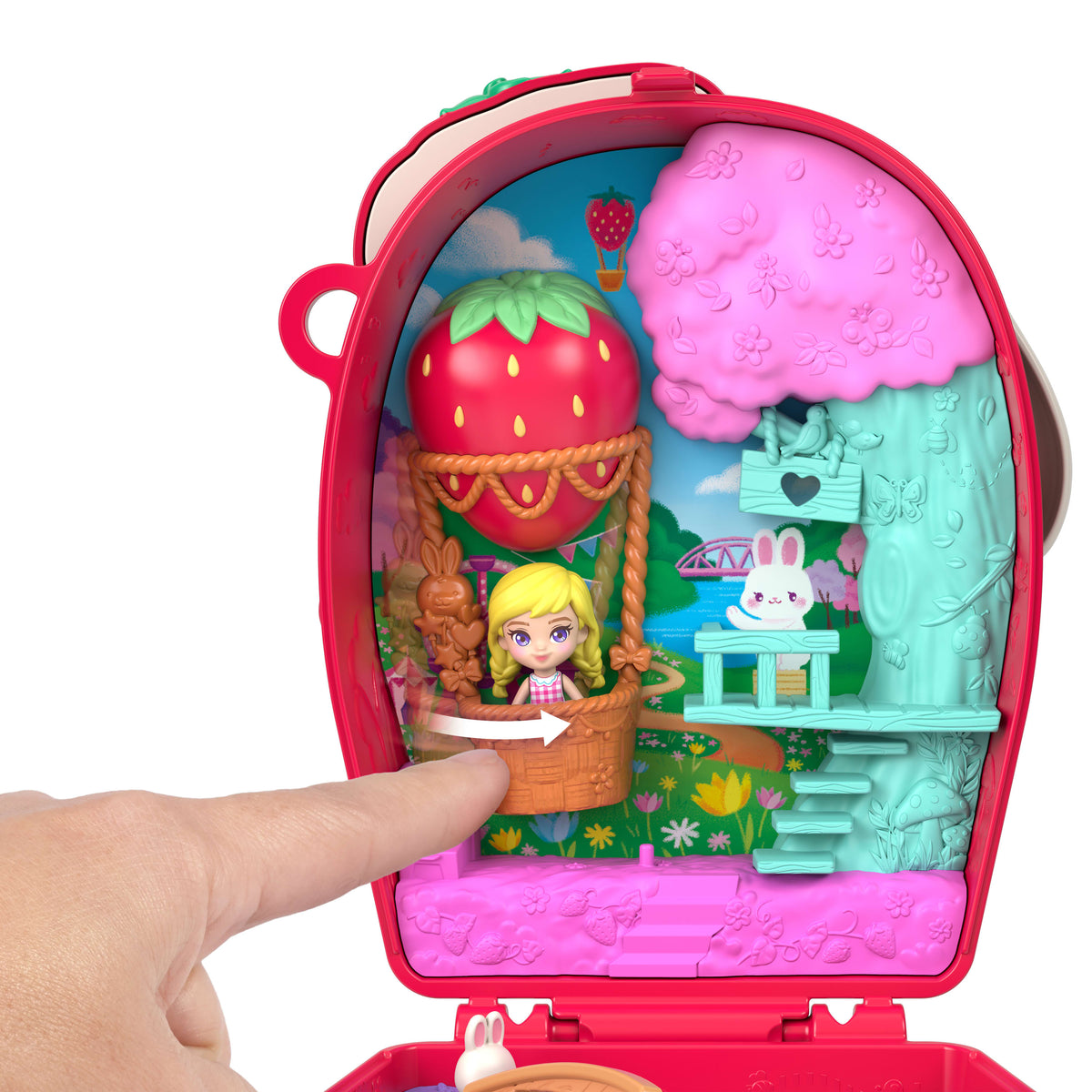Polly Pocket Set de Juego Compacto Conejito con Canasta de Fresas