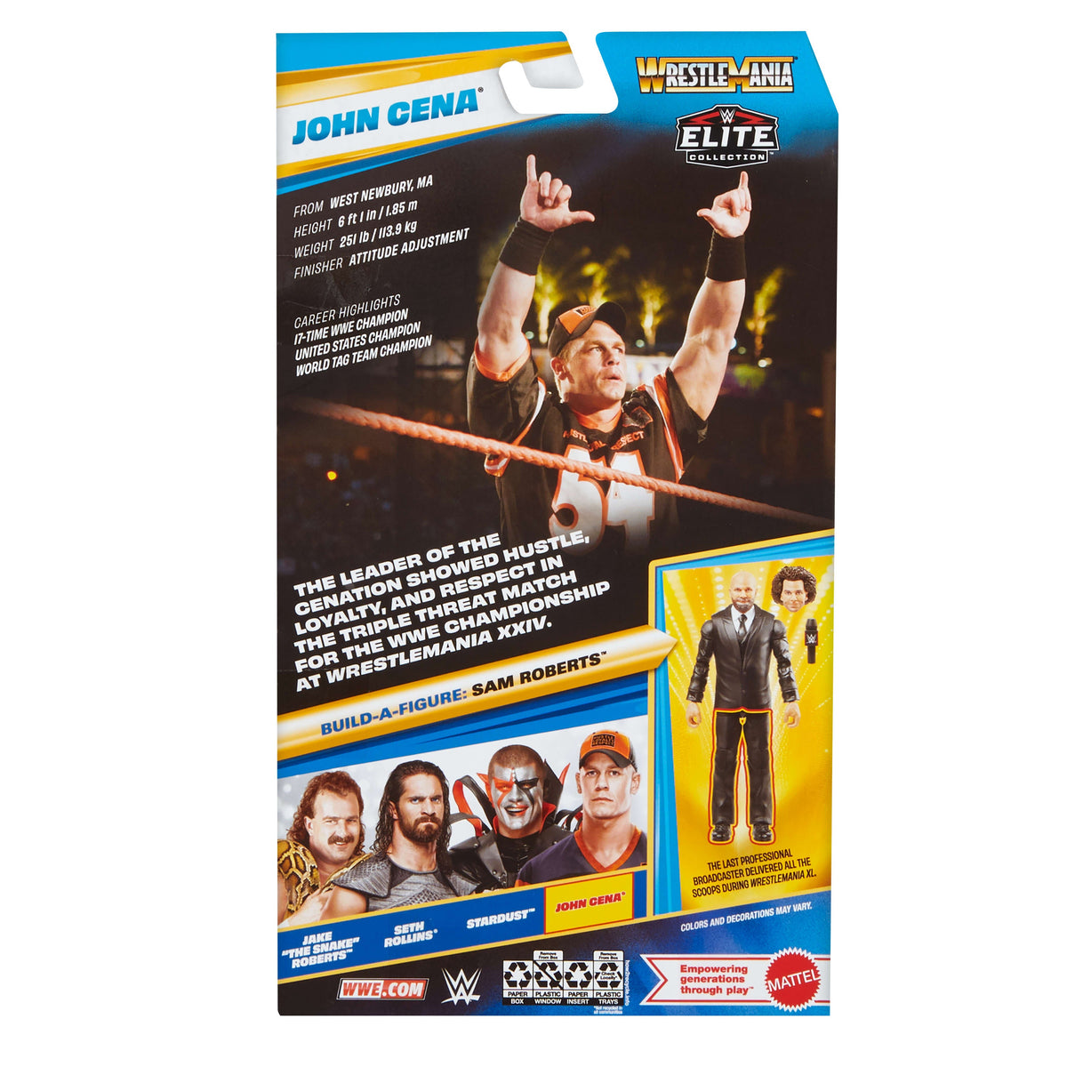 WWE Elite Collection Premium Live EVent John Cena Action Figure Set, Wrestlemania Collectible