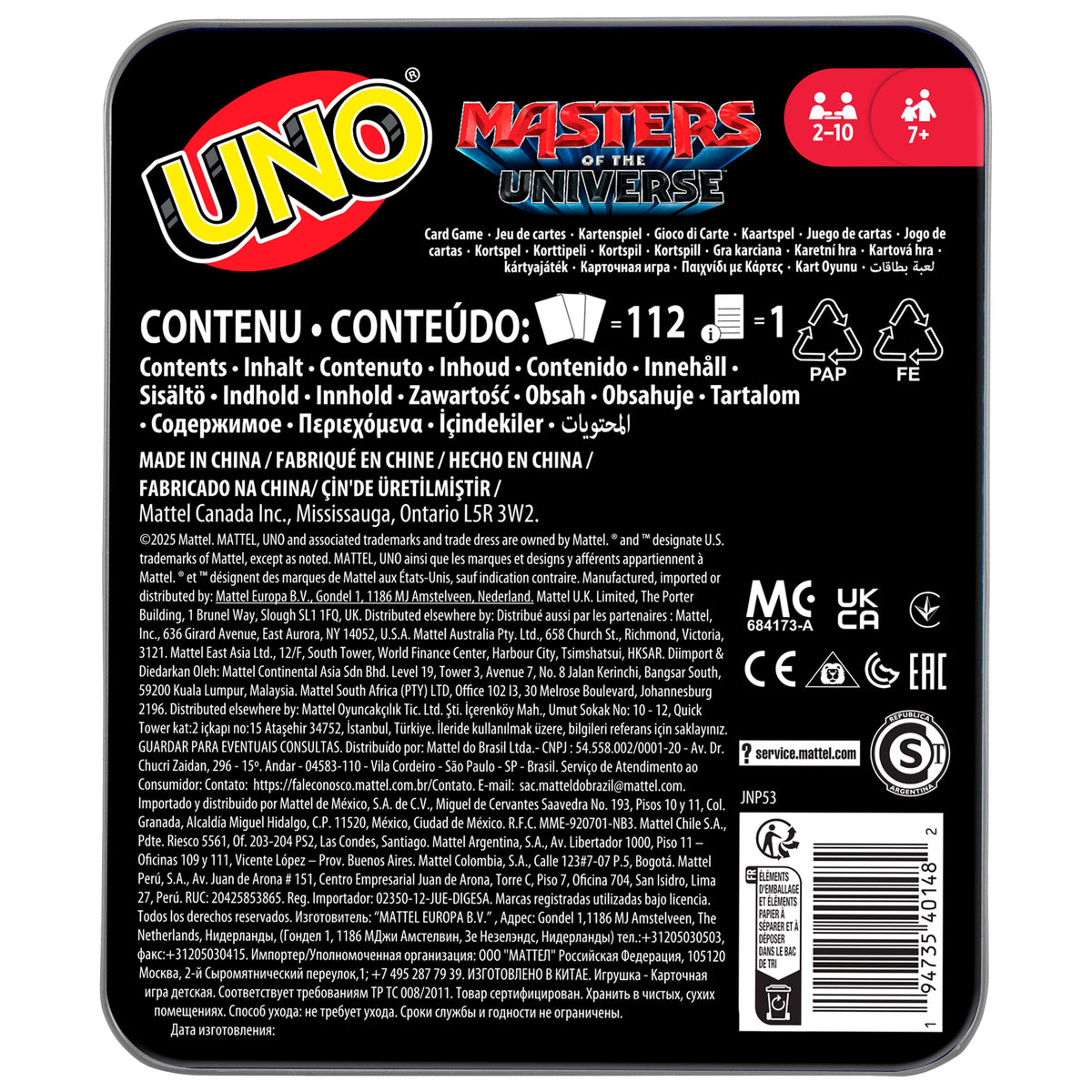 UNO Masters Of The Universe Movie Card Game For Kids, Adults & Family Nights With Collectible Storage Tin