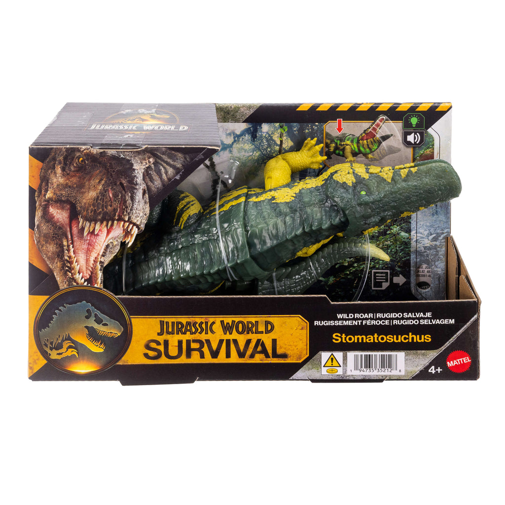 Jurassic World Wild Roar Stomatosuchus Dinosaur Action Figure Toy, Sounds & Attack & Lights