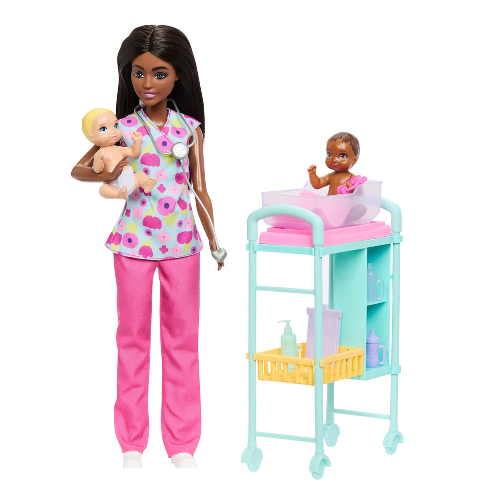 Barbie Careers Baby Doctor Playset With Brunette Fashion Doll, 2 Baby Dolls, Exam Table & Accessories