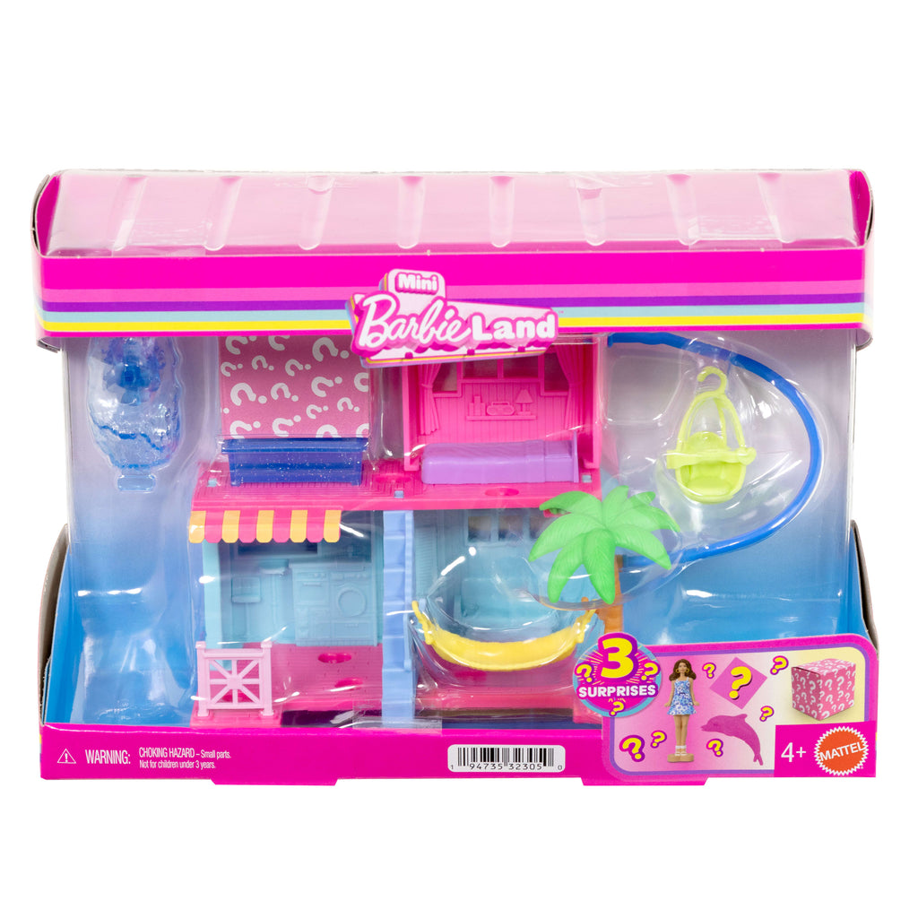 Barbie Mini Barbie Land Doll & Beach House Set, With 1.5-Inch Doll, Furniture & Accessories