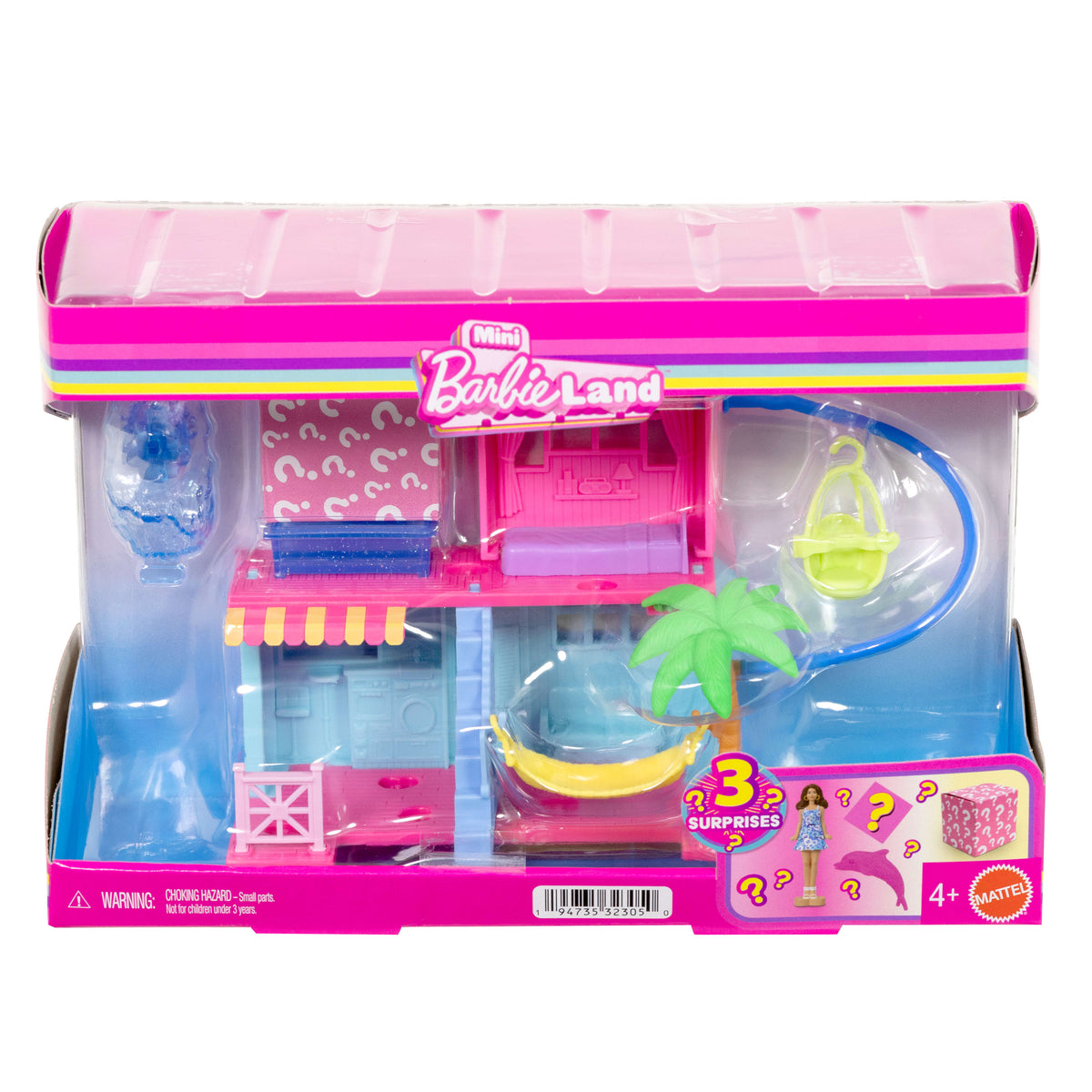 Barbie Mini Barbie Land Doll & Beach House Set, With 1.5-Inch Doll, Furniture & Accessories