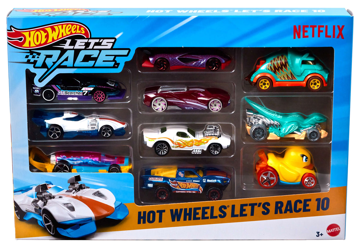 Hot Wheels Let's Race 10-Pack Of 1:64 Scale Toy Cars & Trucks From Netflix Show