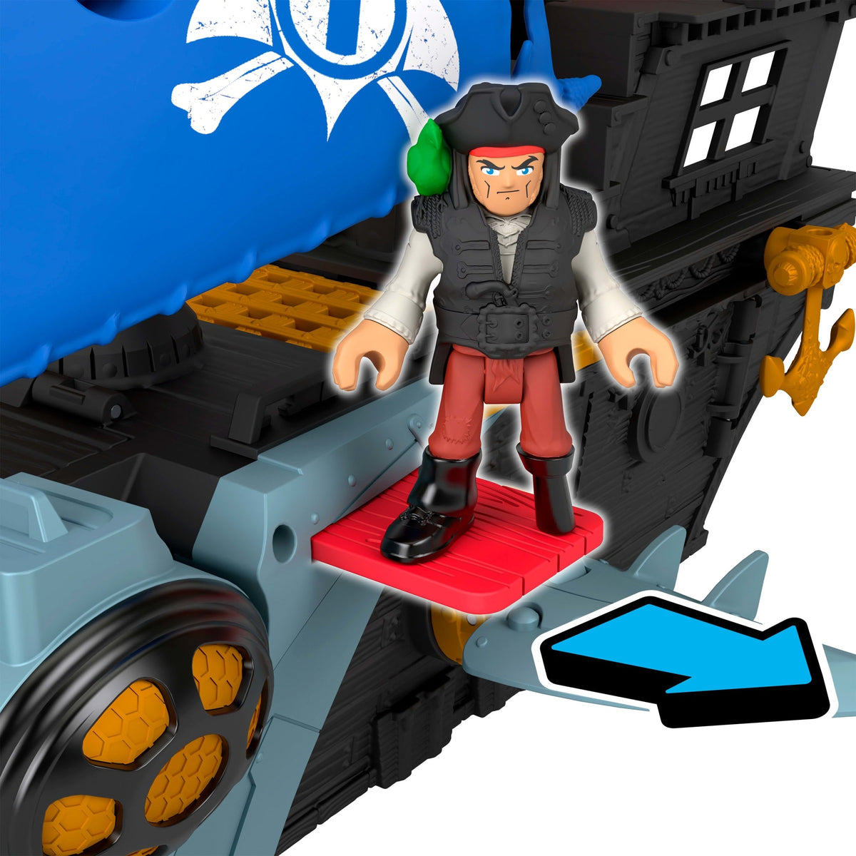 Imaginext Shark Bite Pirate Ship Playset With 2 Action Figures & Toy Ship And Accessories