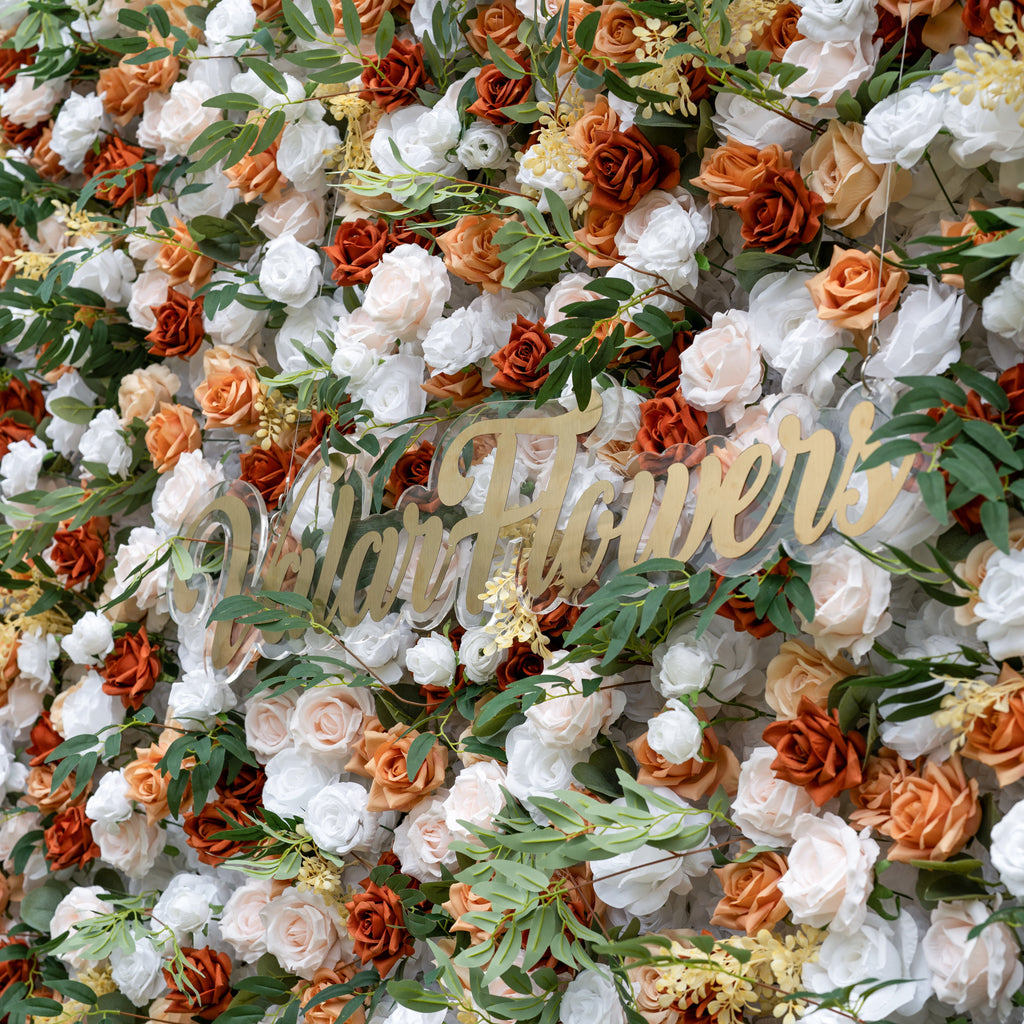 Valar Flowers Terracotta & Blush Rose Flower Wall Backdrop: Warm Rustic Bloom Display- VF-831