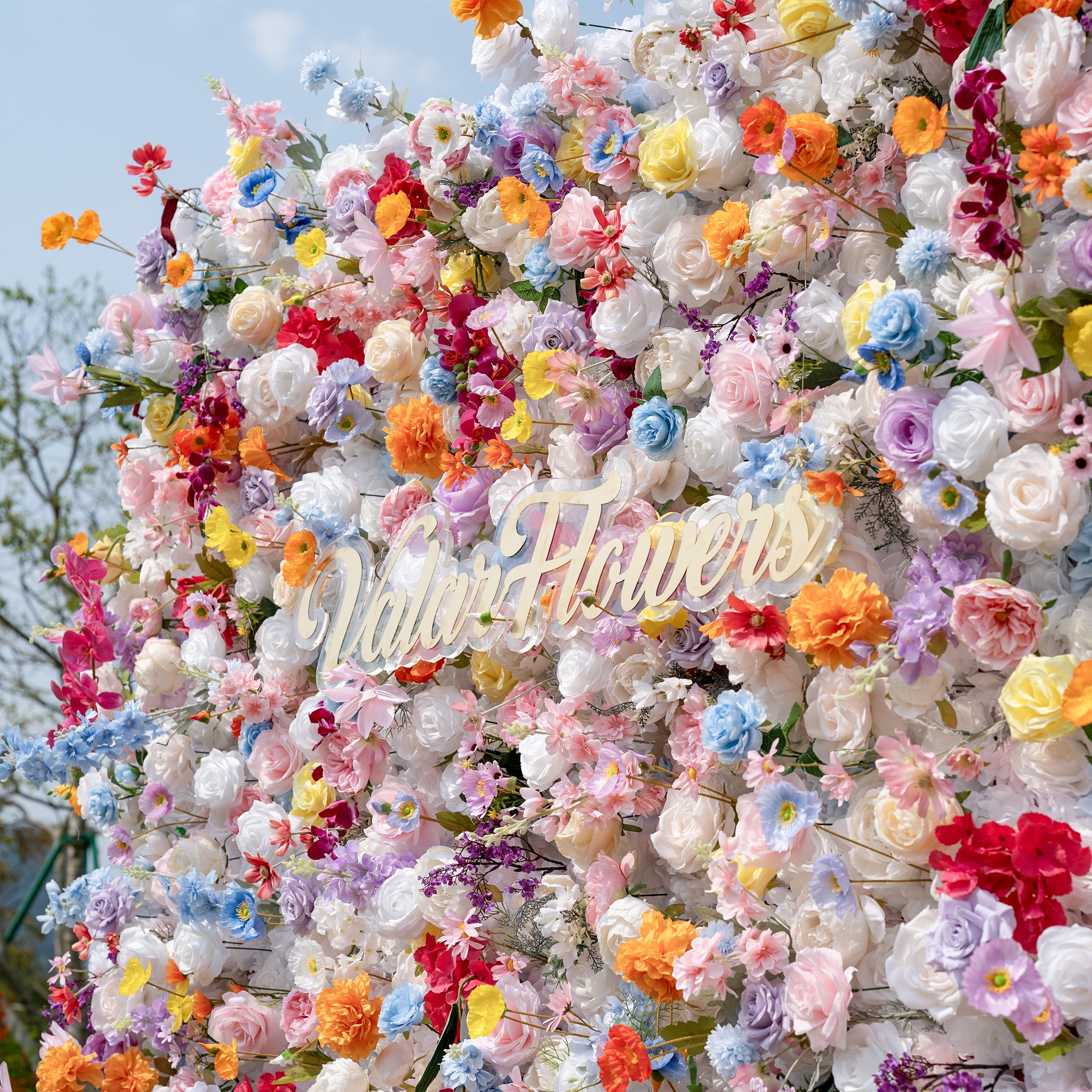 ValarFlowers Vibrant and Lush Multicolored Artificial Flower Wall VF-811-2