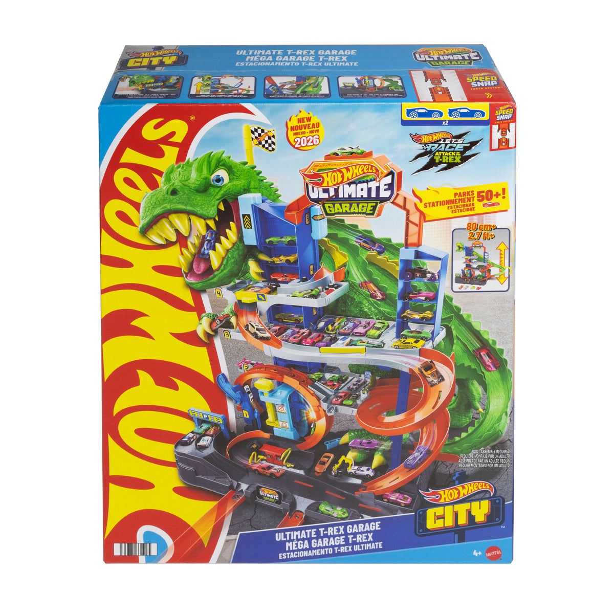 Hot Wheels City-Garage T-Rex Ultime-Garage Avec 2 Véhicules