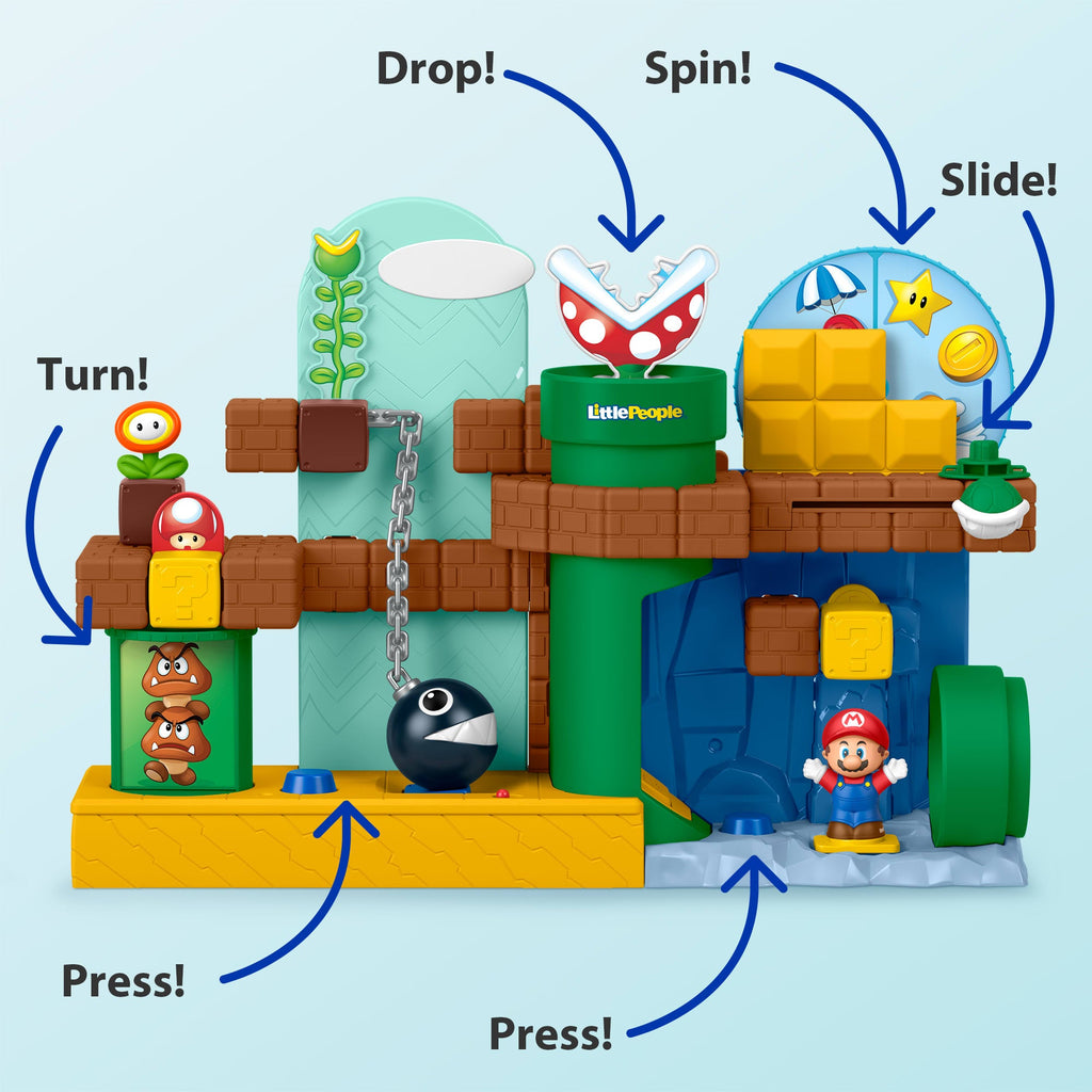 Fisher-Price Little People My Mario Adventure Playset, Musical Toddler Toy With 2 Figures