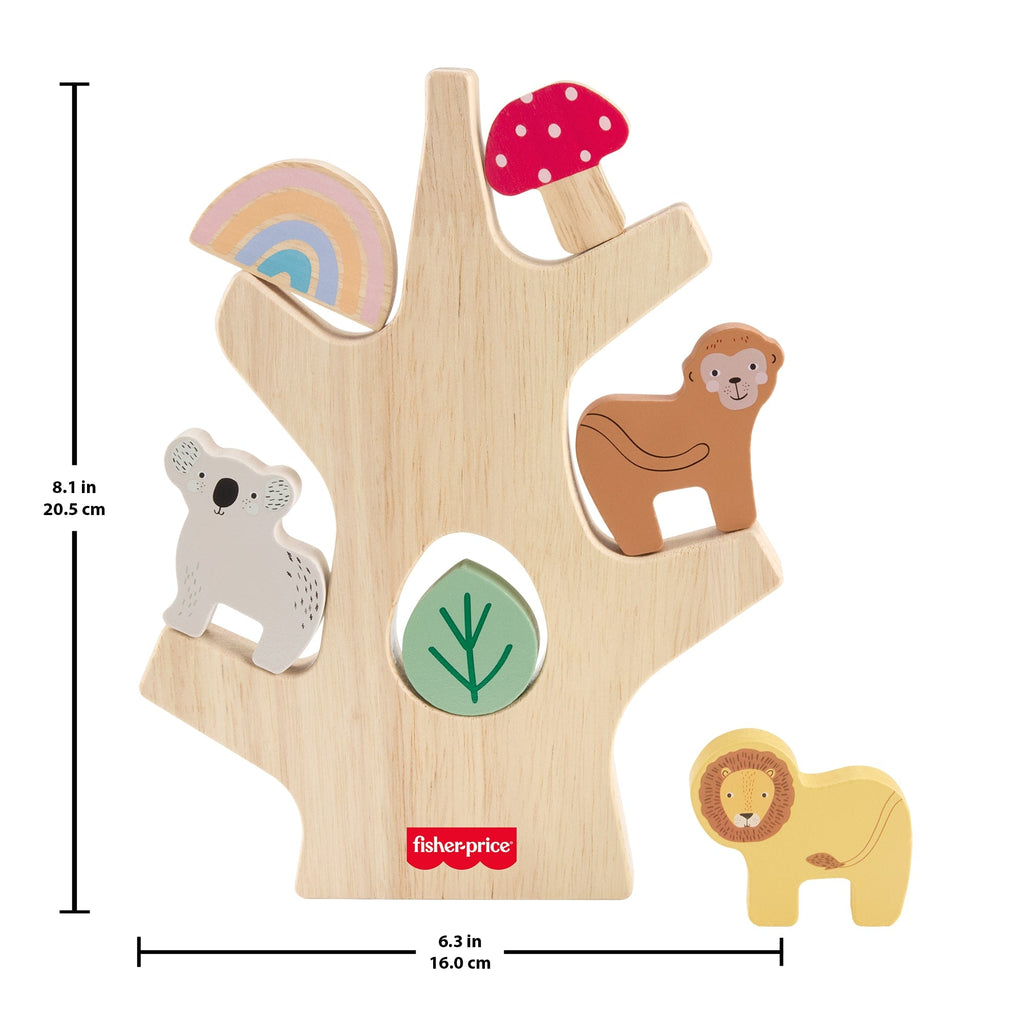 Fisher-Price Wooden Balance Tree Preschool Stacking Activity Toy, 10 Wood Pieces