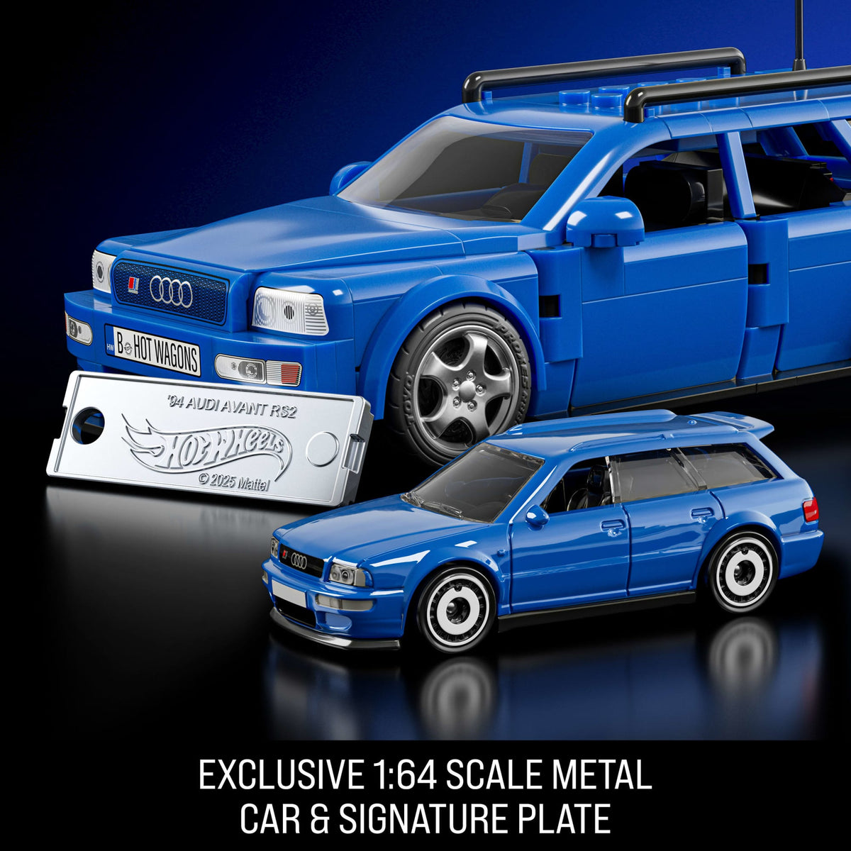 Mattel Brick Shop Hot Wheels Audi Avant RS2 Building Toy Kit (253 Pieces), For Collectors